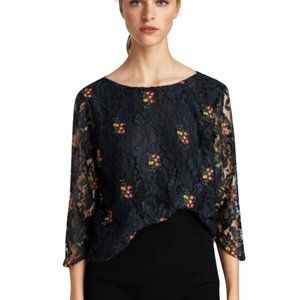 NWOT Zara Black Floral Lace Blouse Sz S